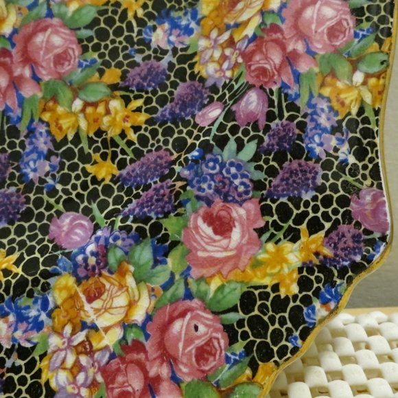 Grimwades Center Handle Snack Candy Dish Royal Winton Hazel Chintz 8" England - Picture 2 of 8